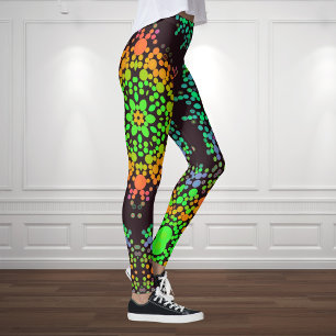 Legging Dot Mandala Flor Verde Laranja e Azul