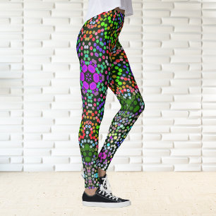 Legging Dot Mandala Flor Verde Roxo e Laranja