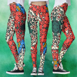 Legging Dot Mandala Red White Blue e Green<br><div class="desc">Esta manivala apresenta vermelho,  branco,  azul e verde. Foi inspirado pelos mandalas de pintura. Padrões geométricos triviais para o hippie moderno!</div>