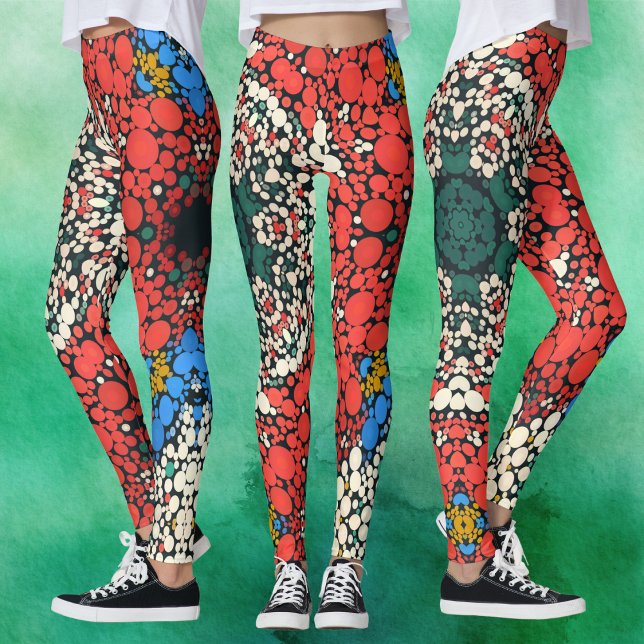 Legging Dot Mandala Red White Blue e Green (Criador carregado)