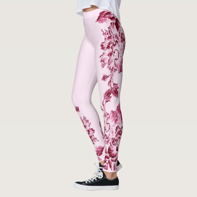 Legging Double Hibiscus  Pink on Lt Pink  (Esquerda)