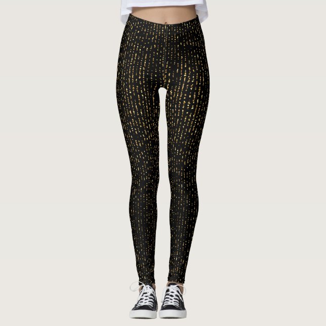 Legging Dourada brilho em fundo preto (Frente)