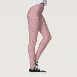 Legging Dourada chuva rosa Trendência moderna Yoga