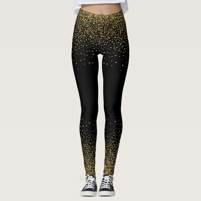 Legging Dourada Confetti a Preto (Frente)