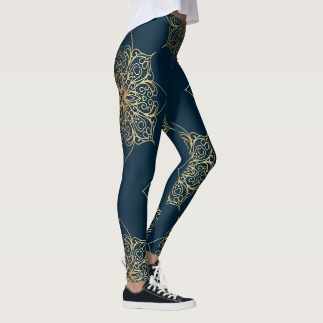 Legging Dourada Cor damasco de Mandala (Direita)