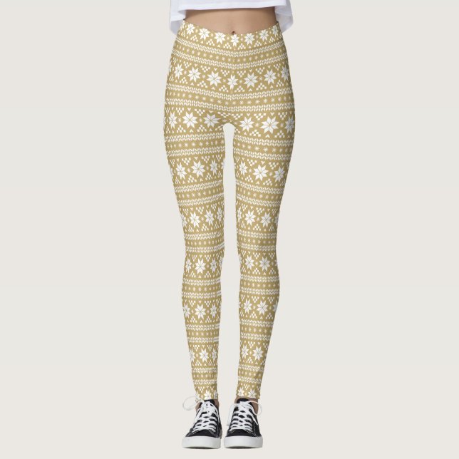 Legging Dourada Fair Isle (Frente)