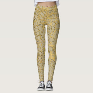 Legging Dourada Marblagem: Grunge Texture Design