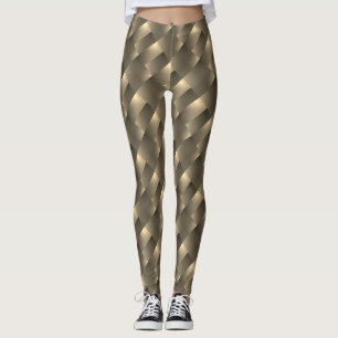 Legging dourada ou marrom, retângulos, relevos ou