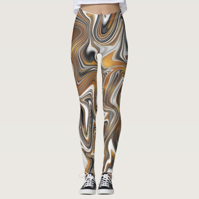 Legging Dourada, pintura branca e preta (Frente)