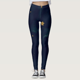 Legging Douradas estrelas e nuvens negras de céu azul