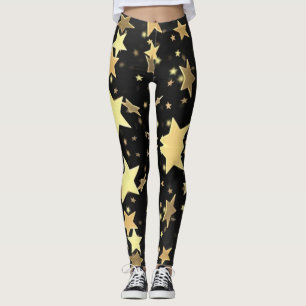 Legging Douradas estrelas sobre fundo preto