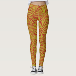 Legging Douradas tiras e Design de Zebra Laranja