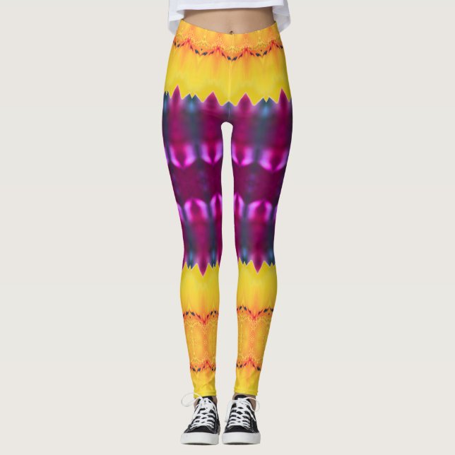 Legging Dourado Ameixa Roxo E Turquesa (Frente)