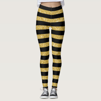 Legging Dourado brilho e listras pretas