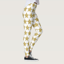 Legging Dourado brilho - estrelas brancas
