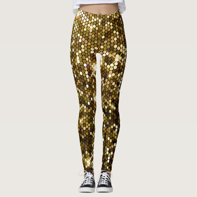 Legging Dourado brilho: fundo brilhante. (Frente)