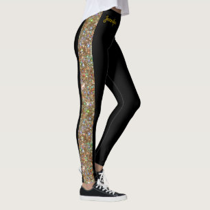 Legging Dourado brilho nas calças de dança das legendas