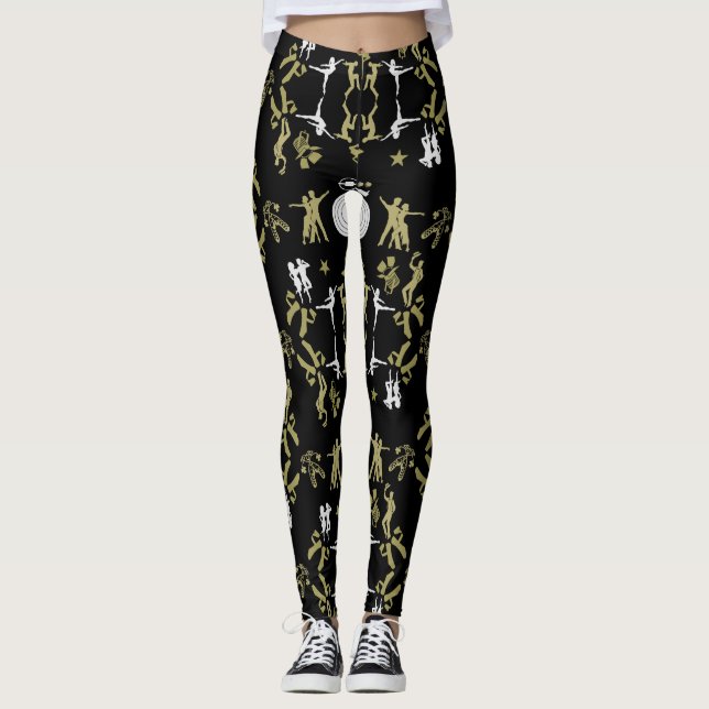Legging Dourado Dançarino Padrão em Casa (Frente)