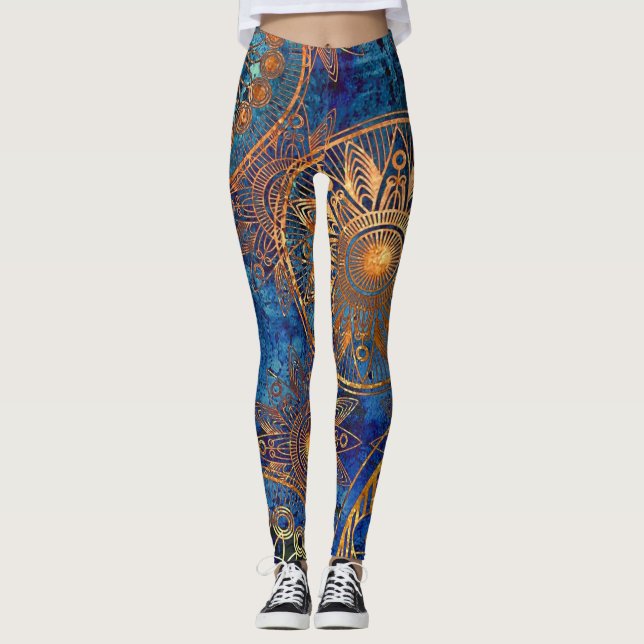 Legging Dourado e azul (Frente)