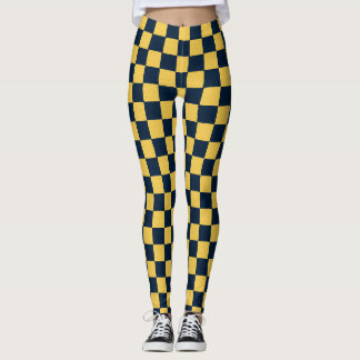 Legging Dourado e escuro Azul cheques feitos à mão