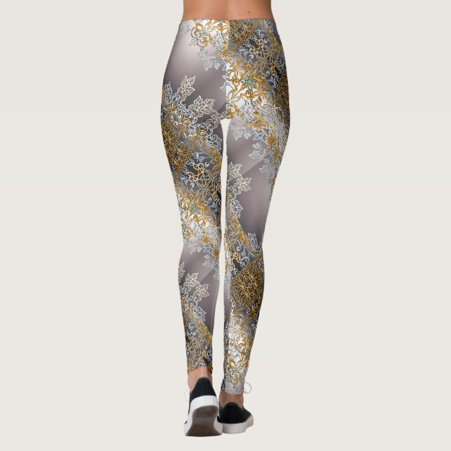 Legging Dourado E Lace De Prata Caleidoscópio (Verso)