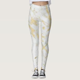 Legging Dourado e Mármore Branco Glam Moderno Chique Desig