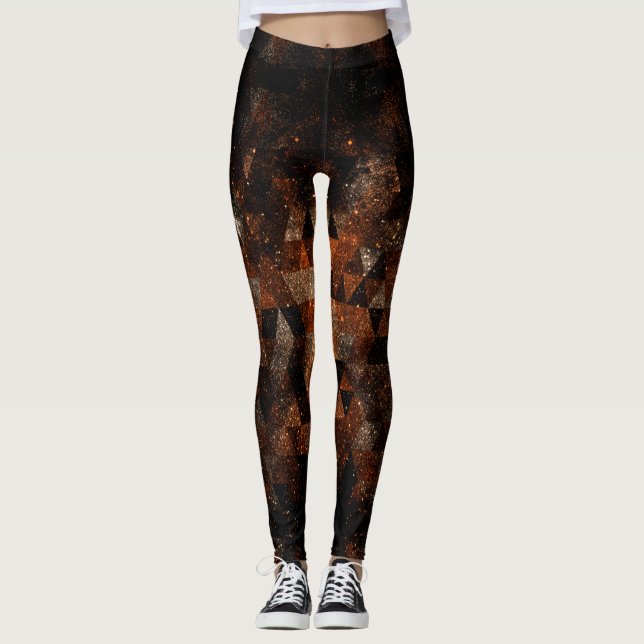 Legging Dourado feixe no universo geométrico esparso (Frente)