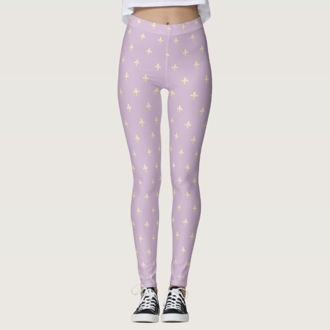 Legging Dourado Fleur-de-Lis Latte Lilac (Frente)