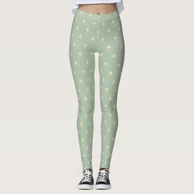 Legging Dourado Fleur-de-Lis Sage (Frente)