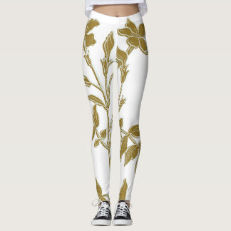 Legging Dourado Floral