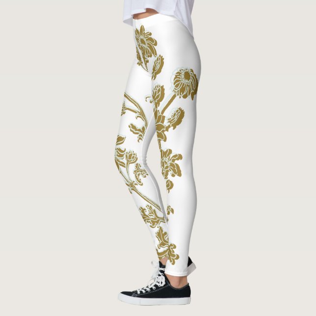 Legging Dourado Floral (Esquerda)