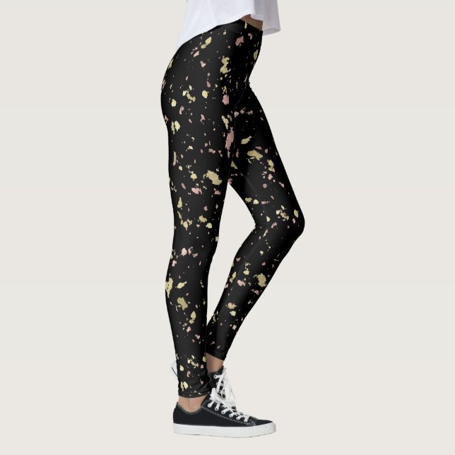 Legging Dourado Fosco e Flocos Preto Rosa Dourada (Direita)