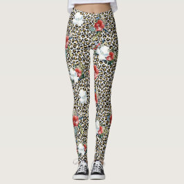 Legging Dourado Leopardo - Impressão Vermelho - Floral Bra