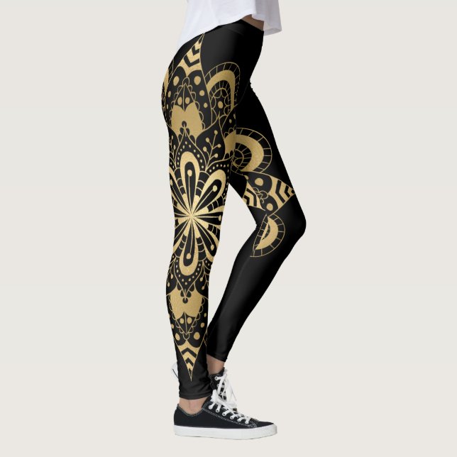 Legging Dourado Mandala Black Boho (Direita)