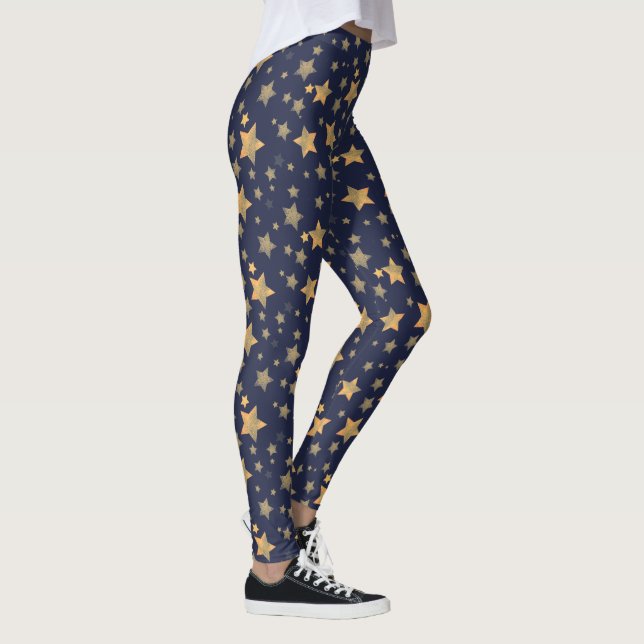 Legging Dourado Natal Moderno e Elegante da Estrela Azul (Direita)
