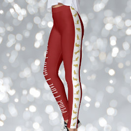 Legging Dourado Natal Vermelho Moderno
