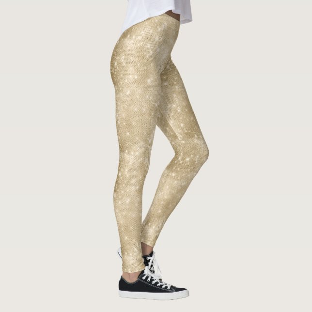 Legging Dourado padrão brilhante e brilho ID671 (Direita)