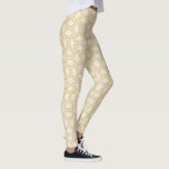 Legging Dourado padrão de arte deco em branco<br><div class="desc">Este design elegante apresenta um lindo padrão geométrico de Art Deco dourado sobre um fundo branco.</div>