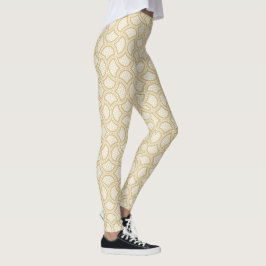 Legging Dourado padrão de arte deco em branco