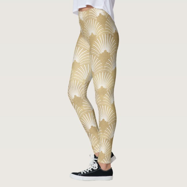 Legging Dourado padrão geométrico Art-Deco (Esquerda)