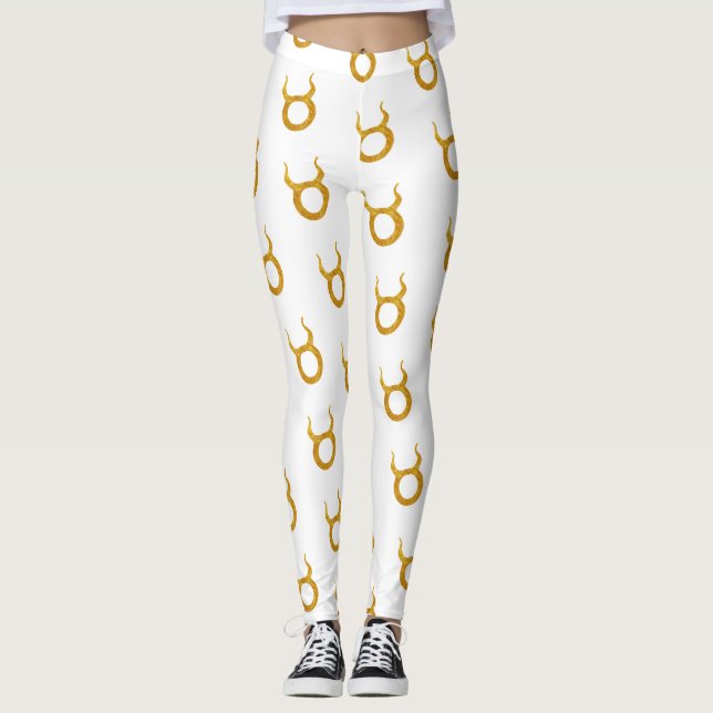 Legging Dourado símbolo de astrologia Zodiac Taurus (Frente)