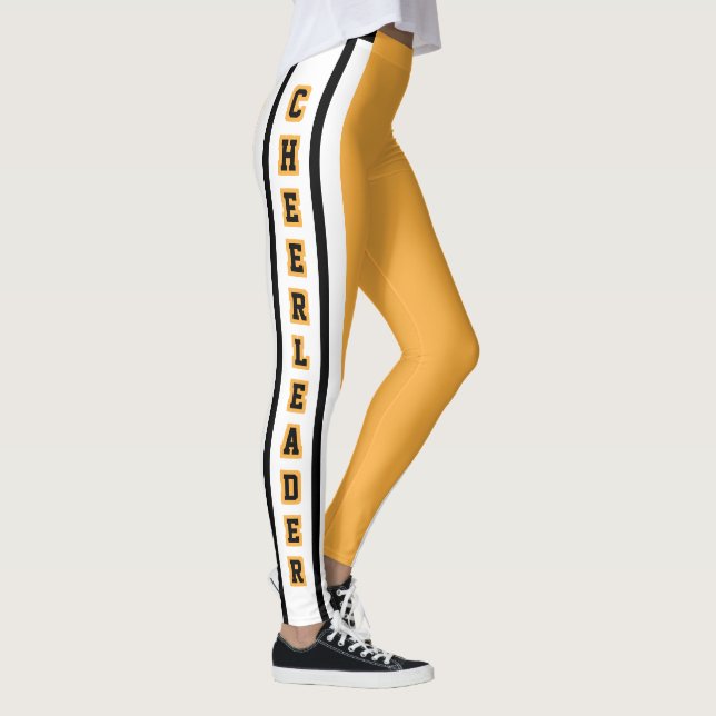 Legging Dourado, White & Black Sport Jersey Stripe - texto (Direita)