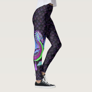 Legging Dragão de Água com Escalas de Dragão Rosa