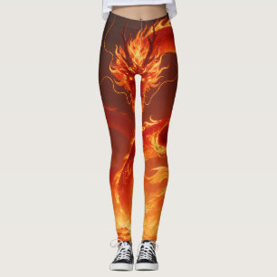 Legging Dragão de Fogo Fulgurante Dragão de Chama Mítica