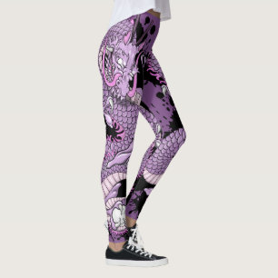 Legging Dragão de Tatuagem de Raspinho Roxo
