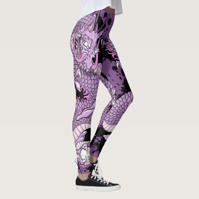 Legging Dragão de Tatuagem de Raspinho Roxo (Direita)
