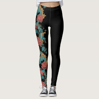 Legging Dragão Estilo de Tatuagem Japonês