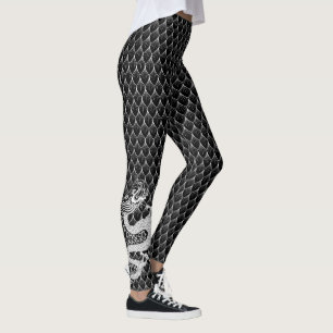 Legging Dragão pequeno preto e branco