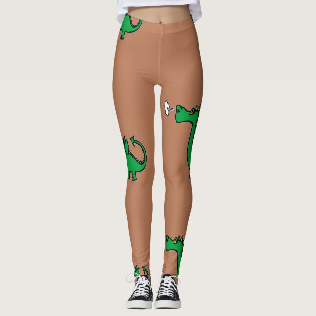Legging Dragão verde para respirar ar (Frente)