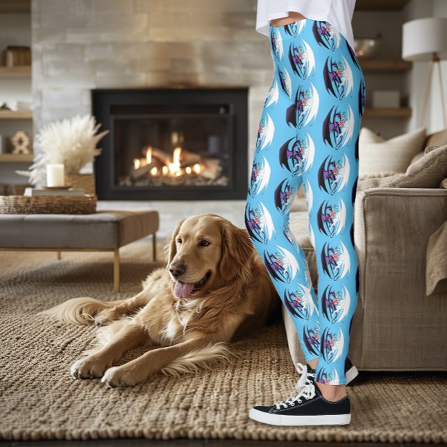 Legging Dragões adoram azul-coração (Criador carregado)